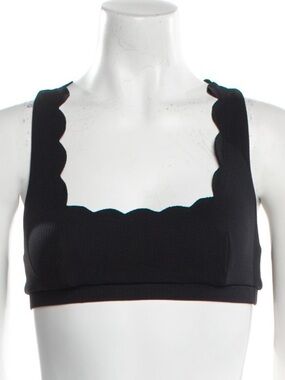 (GENTLY USED) Marysia Scallop Edge Black Cross Back Bikini Swim Top XS